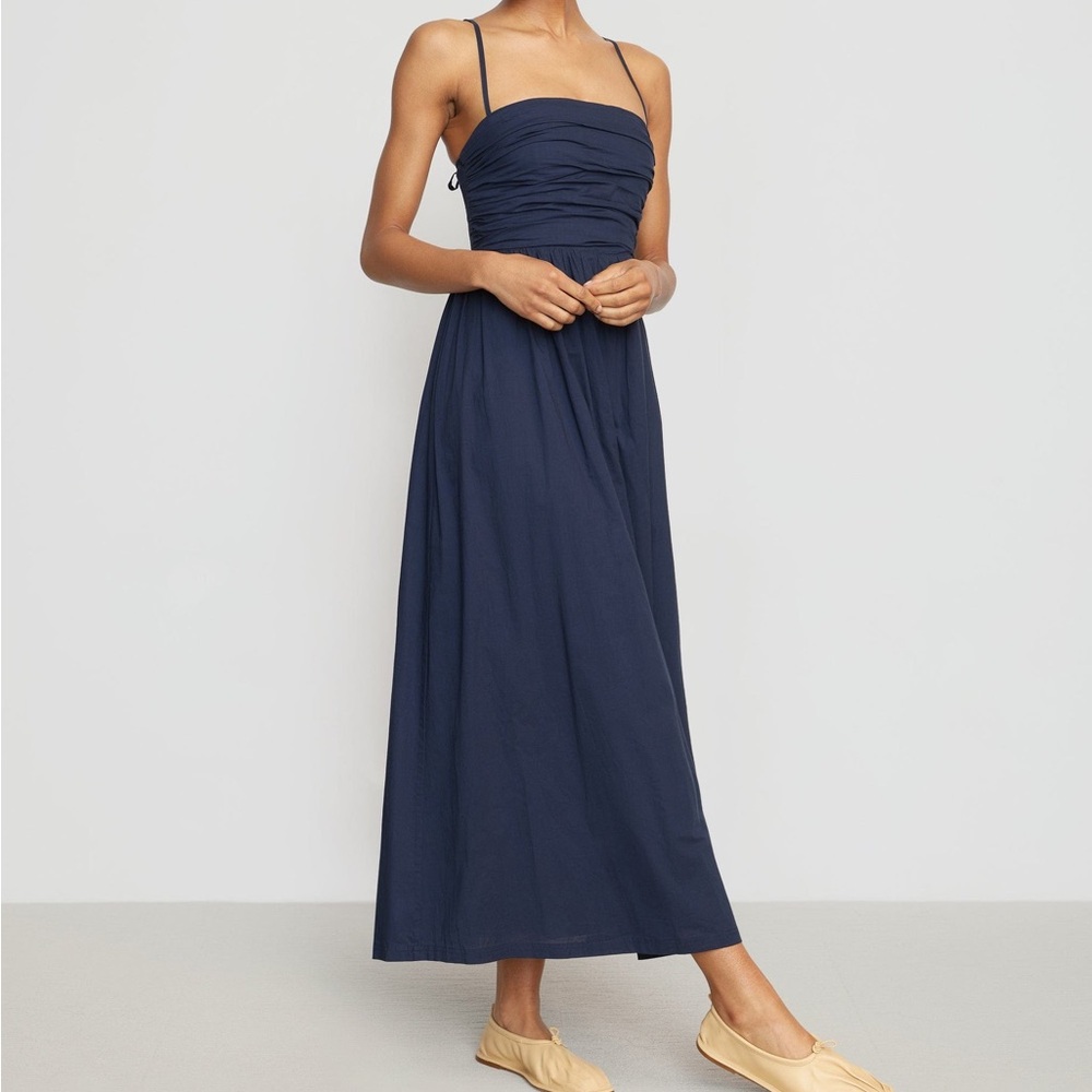 Modern Citizen Navy Blue Ophelia Ruched Maxi Dress